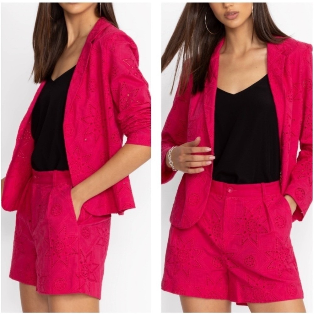Johnny Was Delaney Short‎ in the color Love Potion pink with eyelet detail Sz S